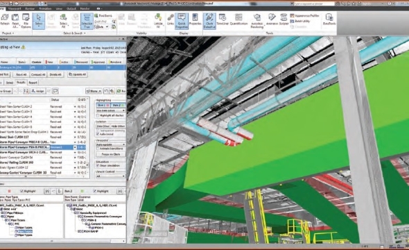 3D clash detection in FedEx Ground Retrofit Project PrecisionPoint